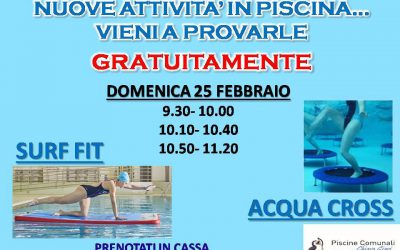 NUOVE ATTIVITA’ IN PISCINA, “SURF FIT” e “ACQUA CROSS”, PROVALE GRATUITAMENTE!!!